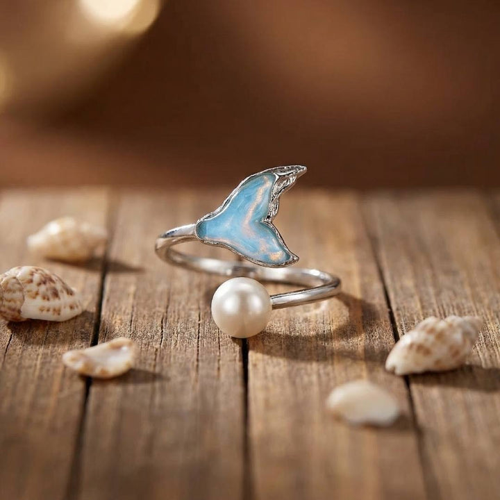 Sterling Silver Pearl Wave Ring