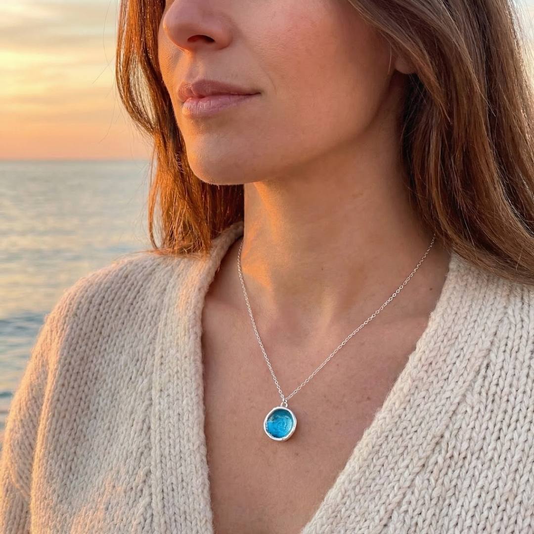 Sterling Silver Enamel Tide Necklace
