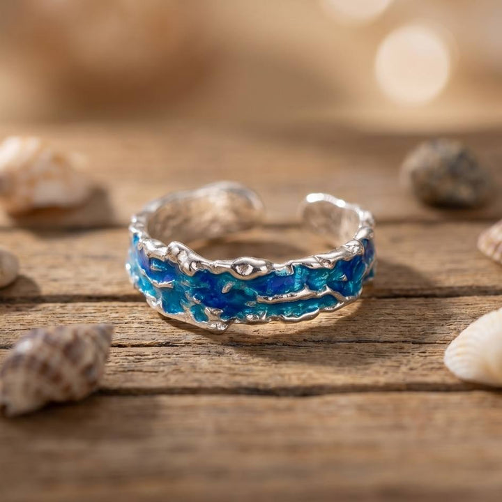 Silver Ocean Wave Ring