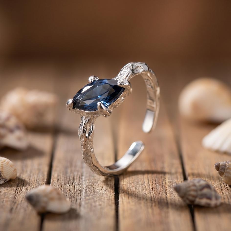 Deep Blue Stone Ring