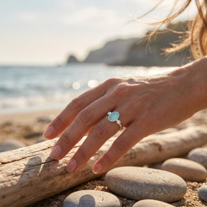 Silver Plated Sea Light Ring