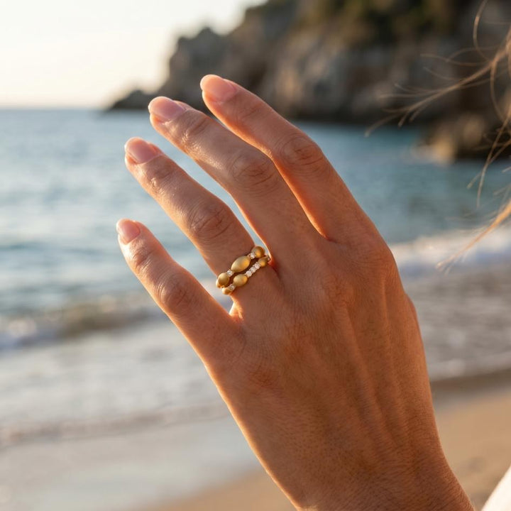 Dual Golden Sand Shell Ring
