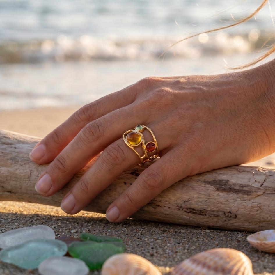 Golden Amber Orbit Ring