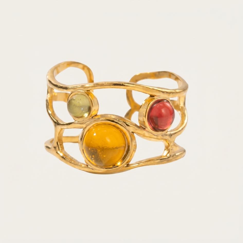 Golden Amber Orbit Ring