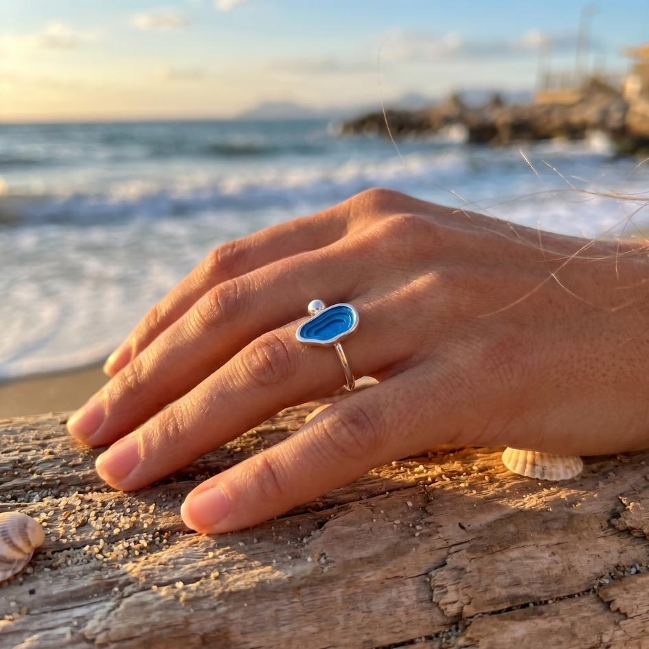 Open Tide Pearl & Stone Ring