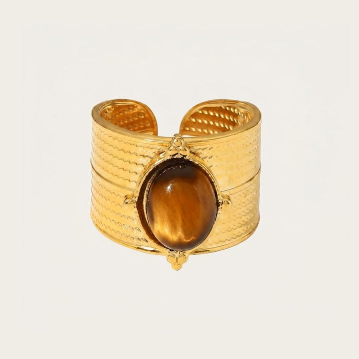 Golden Wave Textured Ring