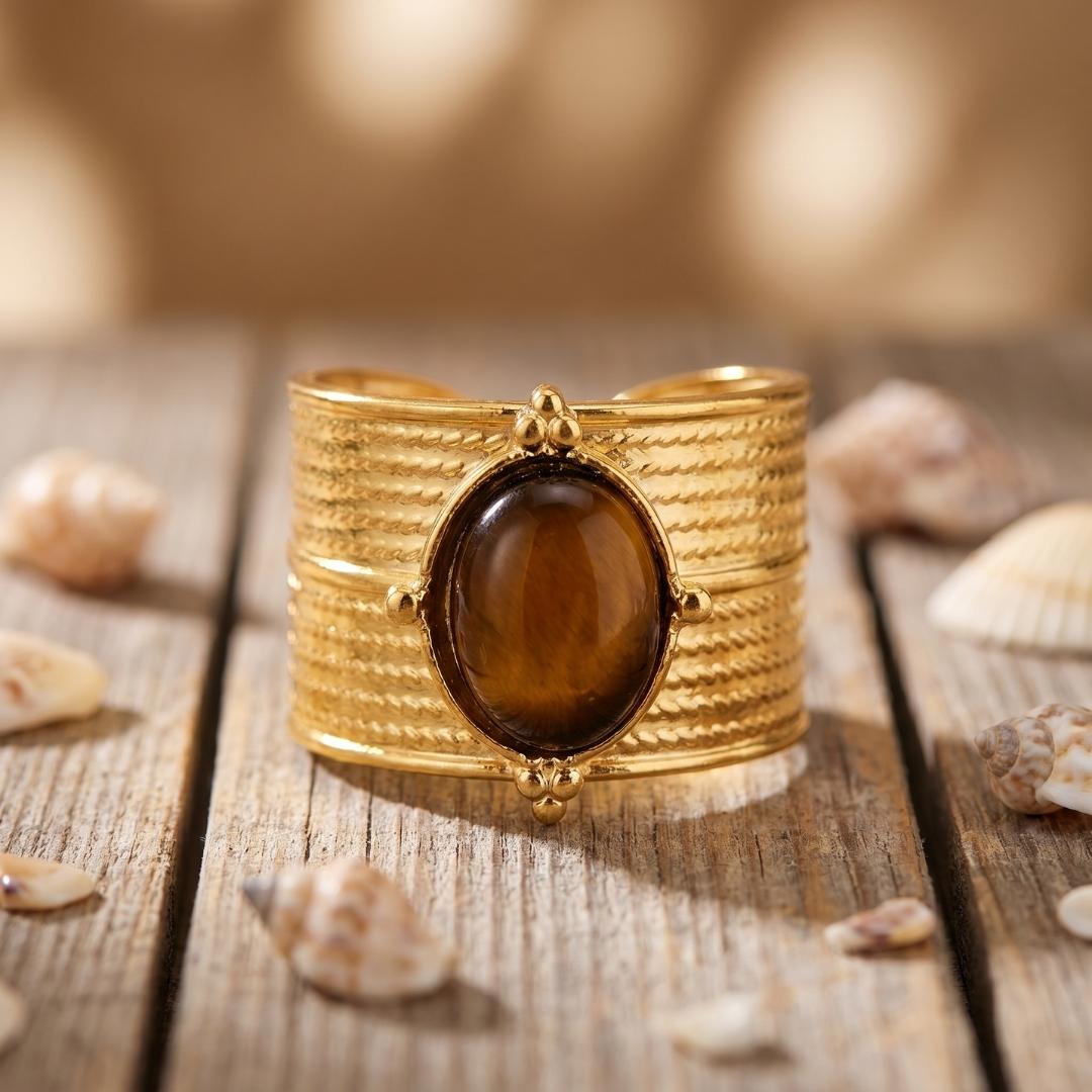Golden Wave Textured Ring