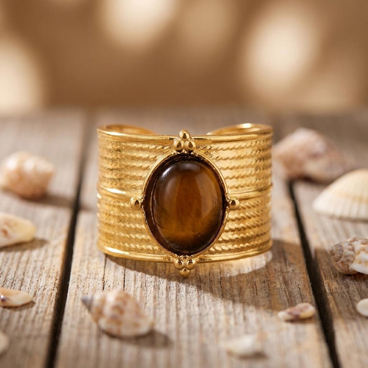 Golden Wave Textured Ring