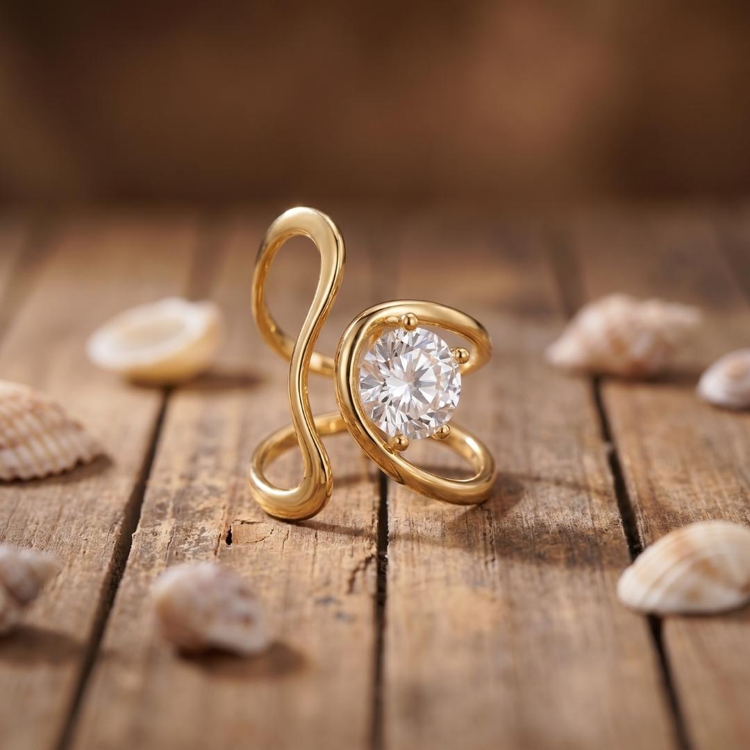 Gold Wave Knot Ring
