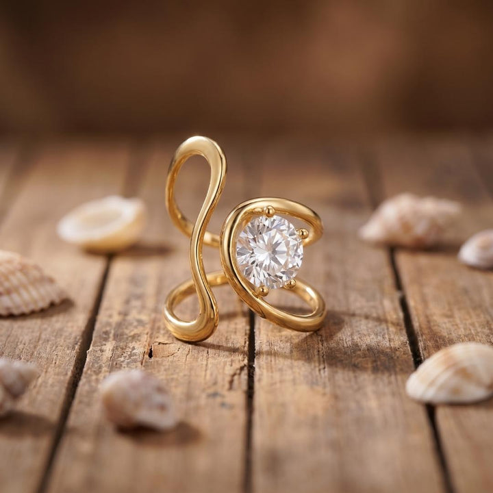 Gold Wave Knot Ring
