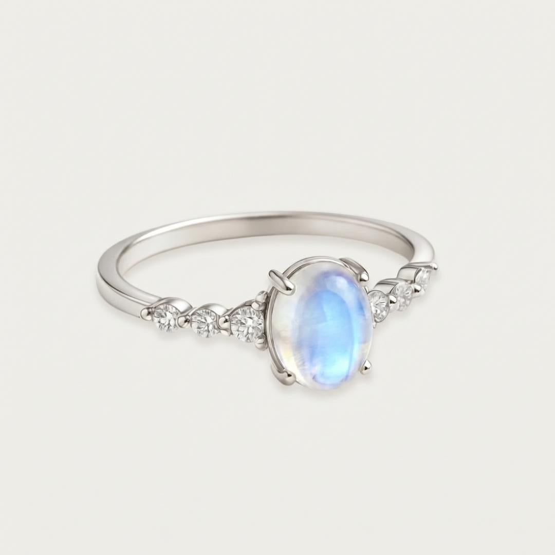 Silver Moonstone Shimmer Ring