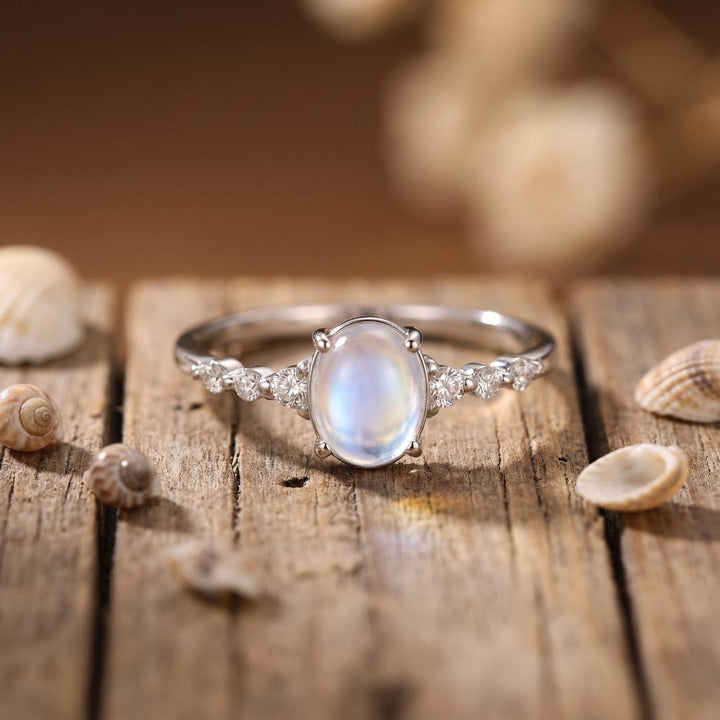 Silver Moonstone Shimmer Ring