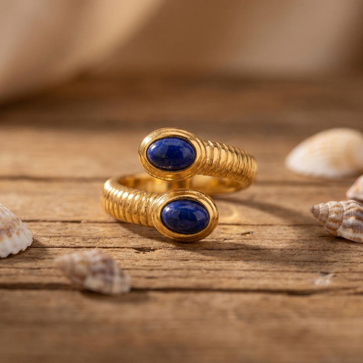 Twin Lapis Wave Ring