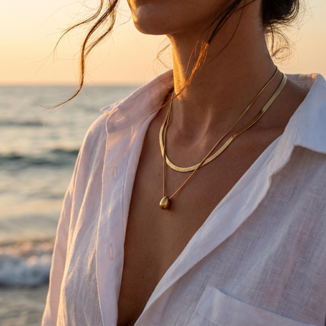 Gold Layered Drop Necklace