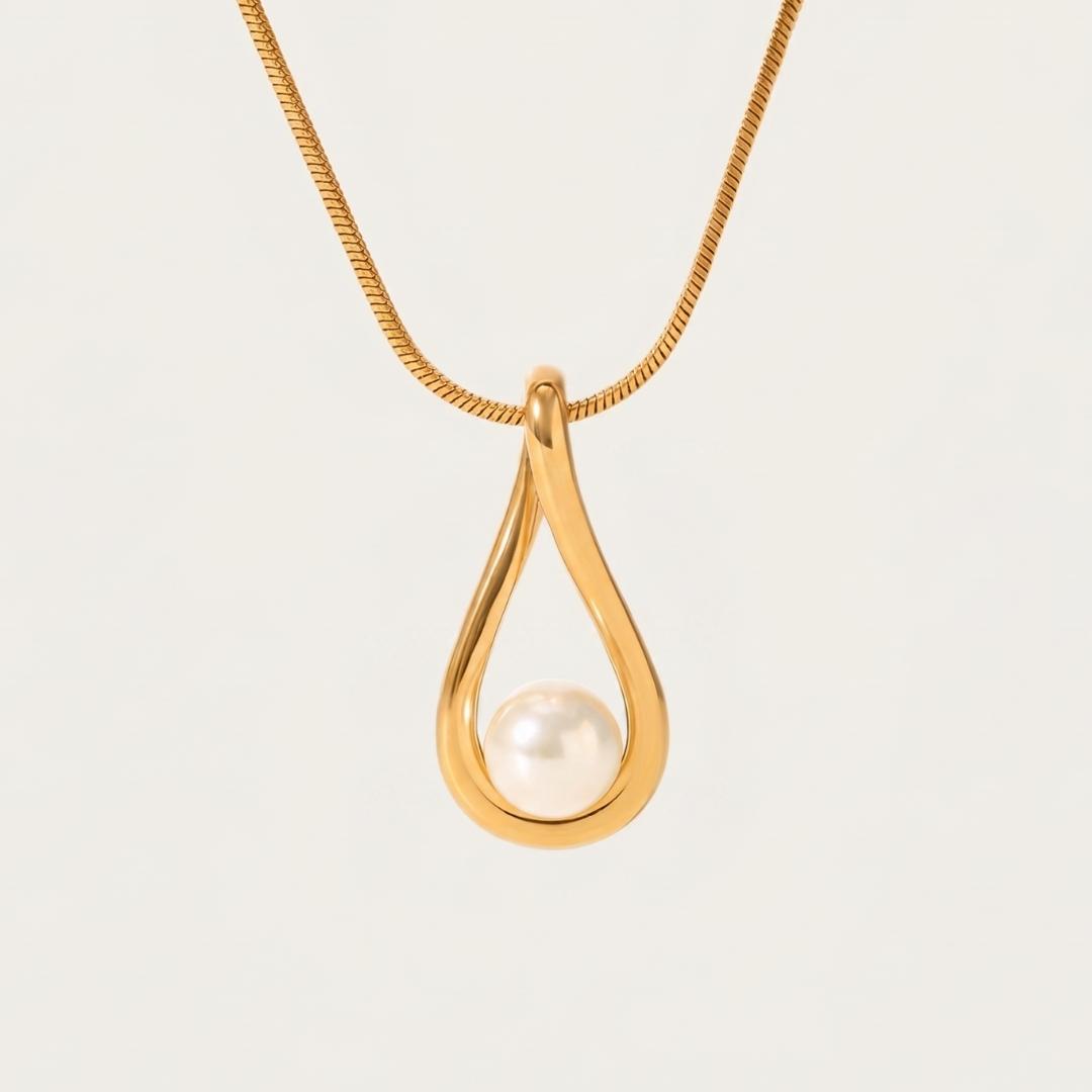 Gold Drop Pearl Necklace