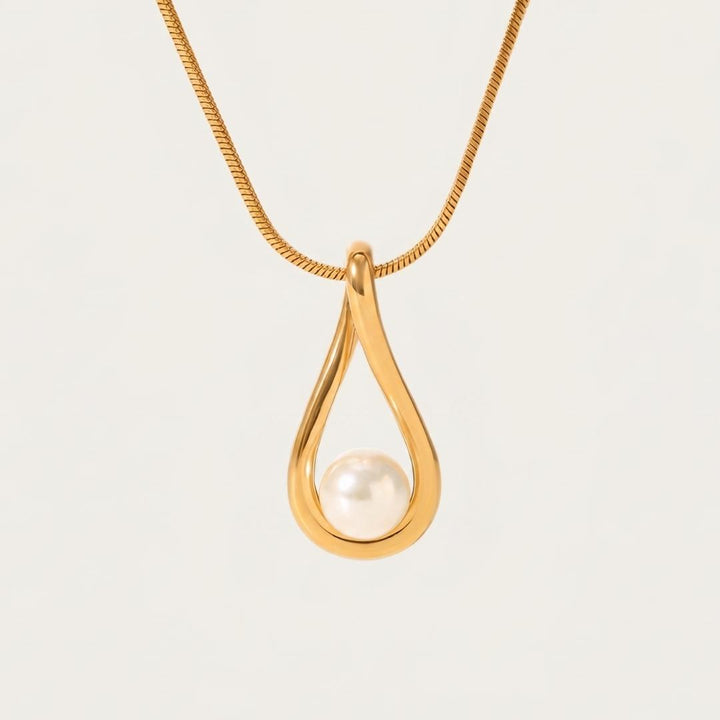 Gold Drop Pearl Necklace
