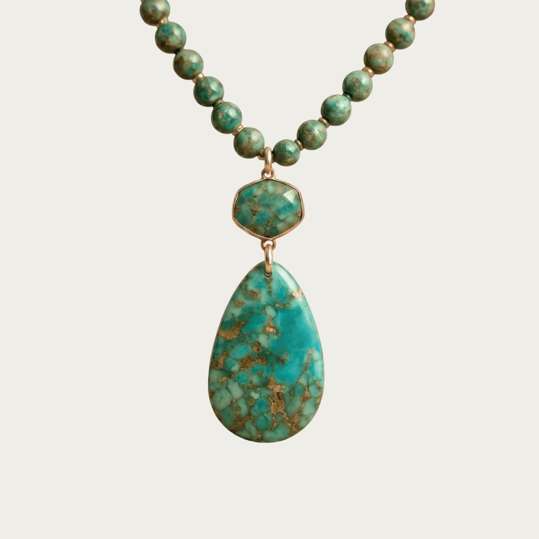 Gold Jade Pearl Drop Necklace