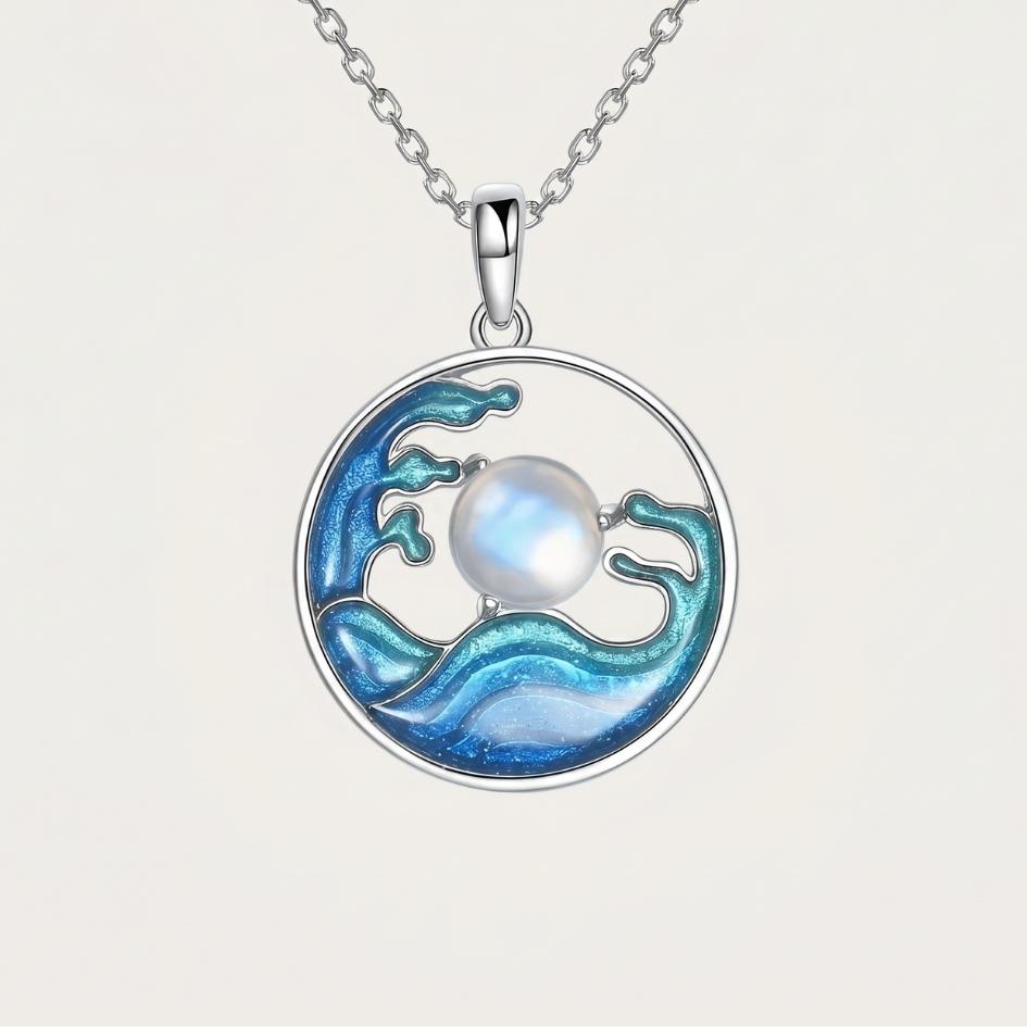 Silver Wave Pearl Necklace III