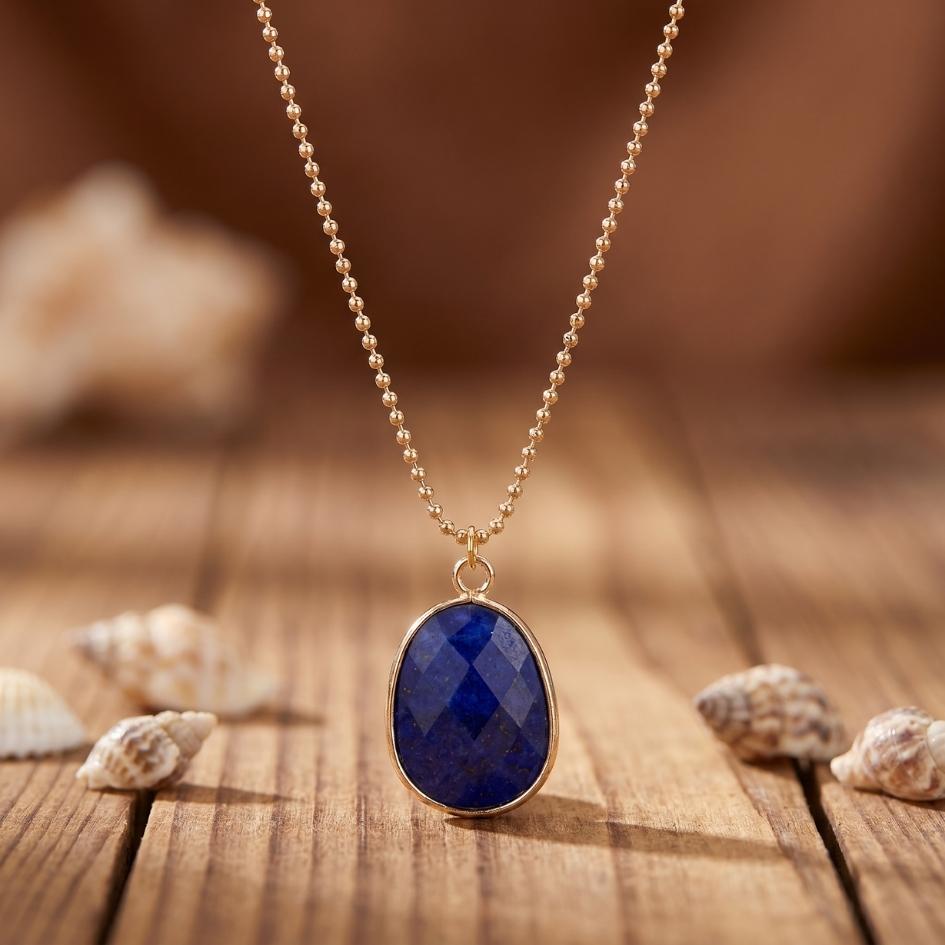 Deep Blue Boho Pendant Necklace
