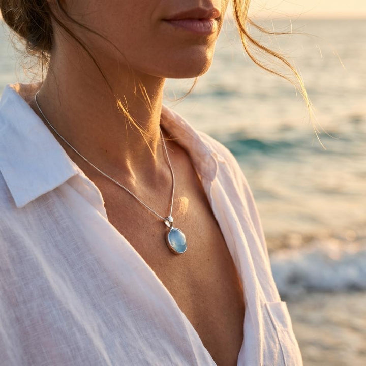 Silver Moonstone Sea Drop Necklace