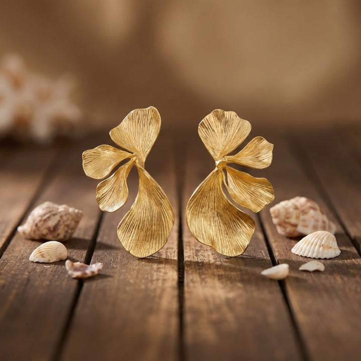 Golden Petal Drop Earrings