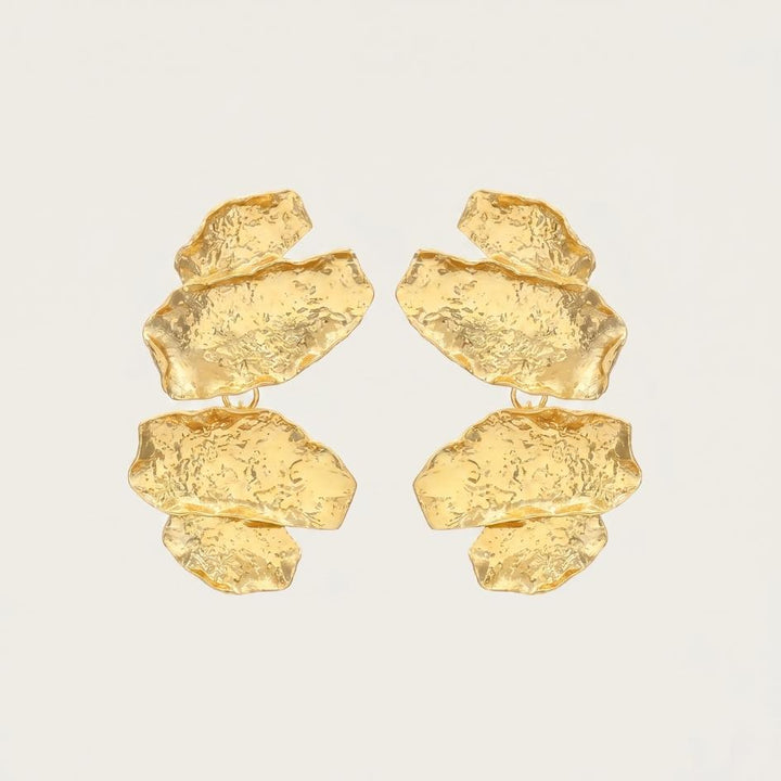 Gold Hammered Tide Earrings
