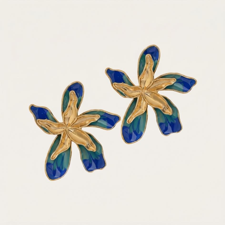 Gold Tidal Bloom Petal Earrings