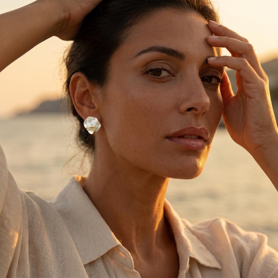 Shimmering Mother-of-Pearl Petal Earrings