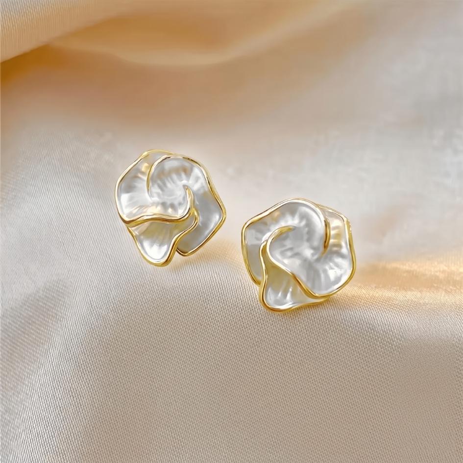 Shimmering Mother-of-Pearl Petal Earrings