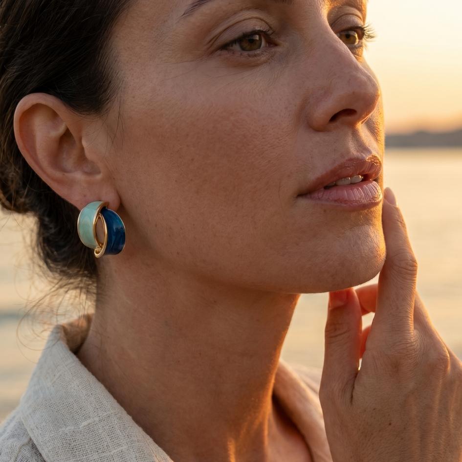 Gold-Toned Twin Wave Earrings