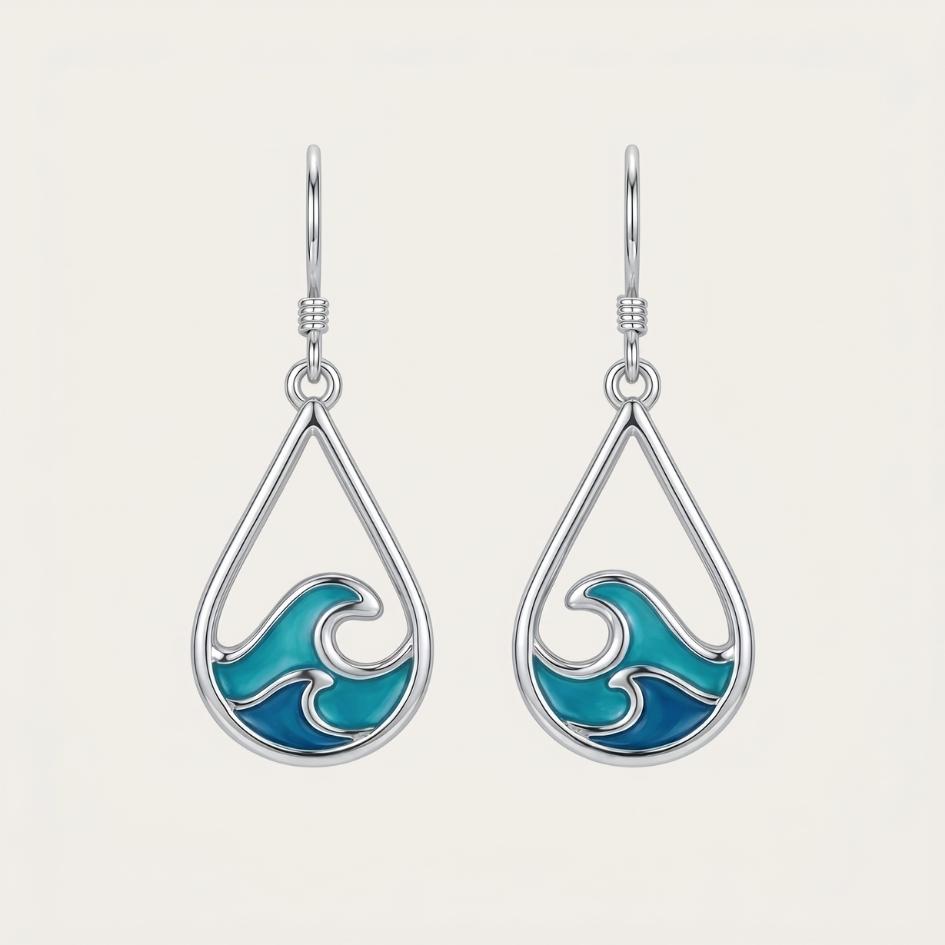 Stainless Steel Wave Drop Earrings