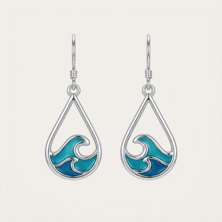 Stainless Steel Wave Drop Earrings