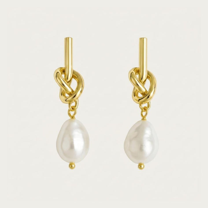 Knotted Drop Pearl Earrings