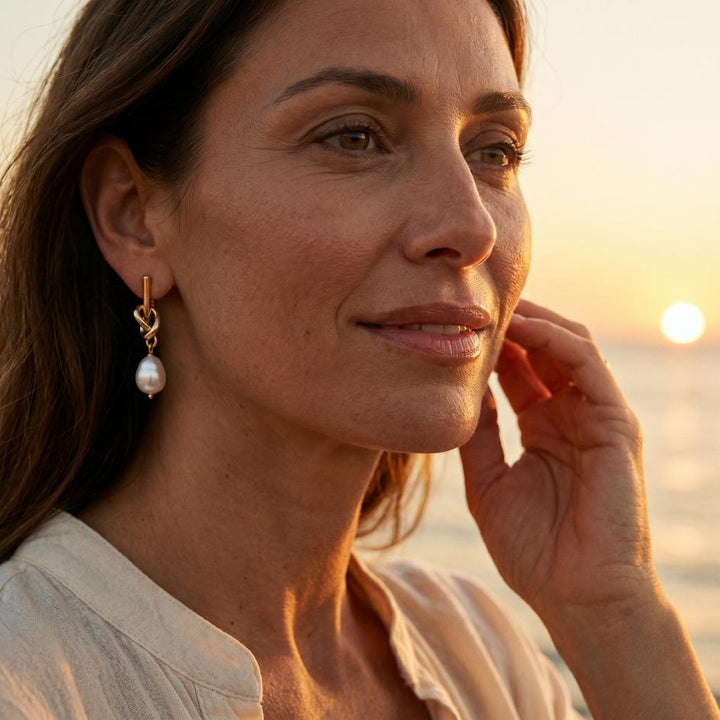 Knotted Drop Pearl Earrings