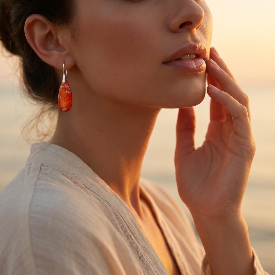 Radiant Coral Drop Earrings
