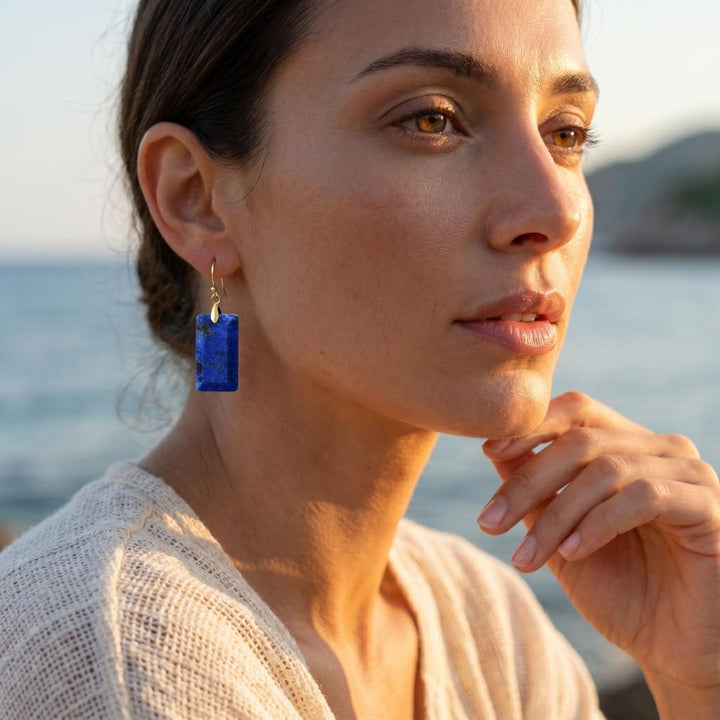 Cobalt Blue Rectangle Earrings