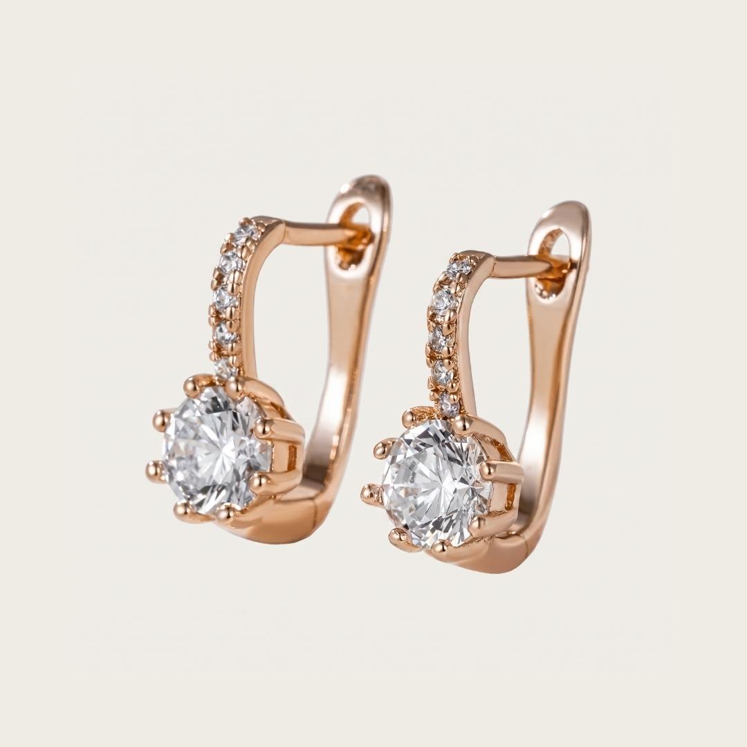 Gilded Solitaire Zircon Hoops