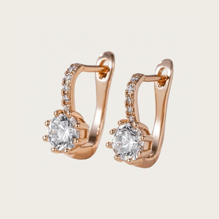 Gilded Solitaire Zircon Hoops