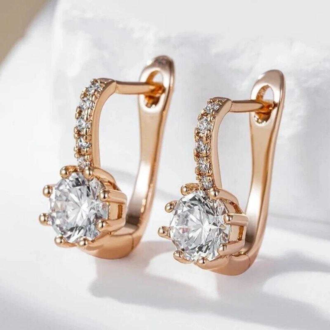 Gilded Solitaire Zircon Hoops