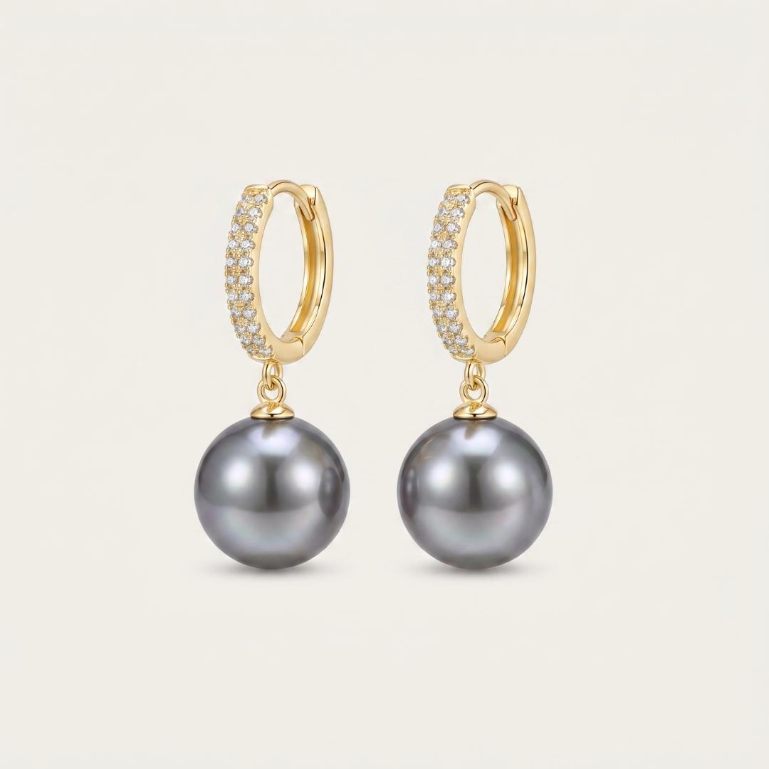 Blue Enamel Pearl Drop Earrings