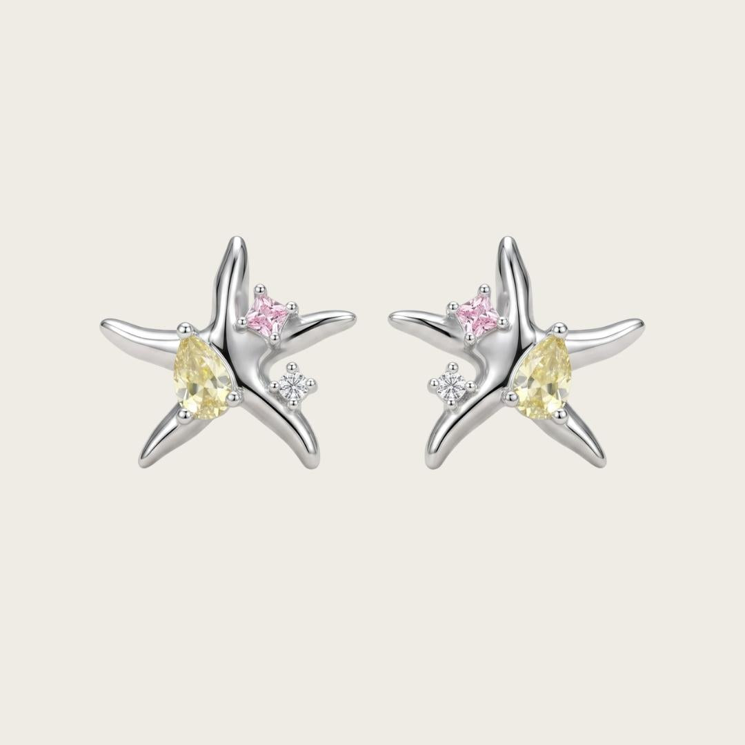 Gold-Tone Starfish Gemstone Earrings
