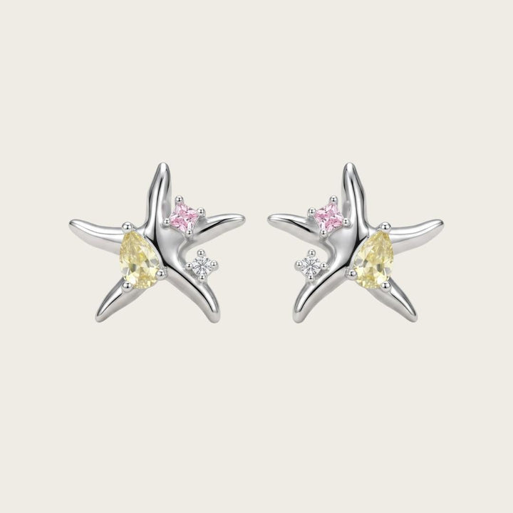 Gold-Tone Starfish Gemstone Earrings