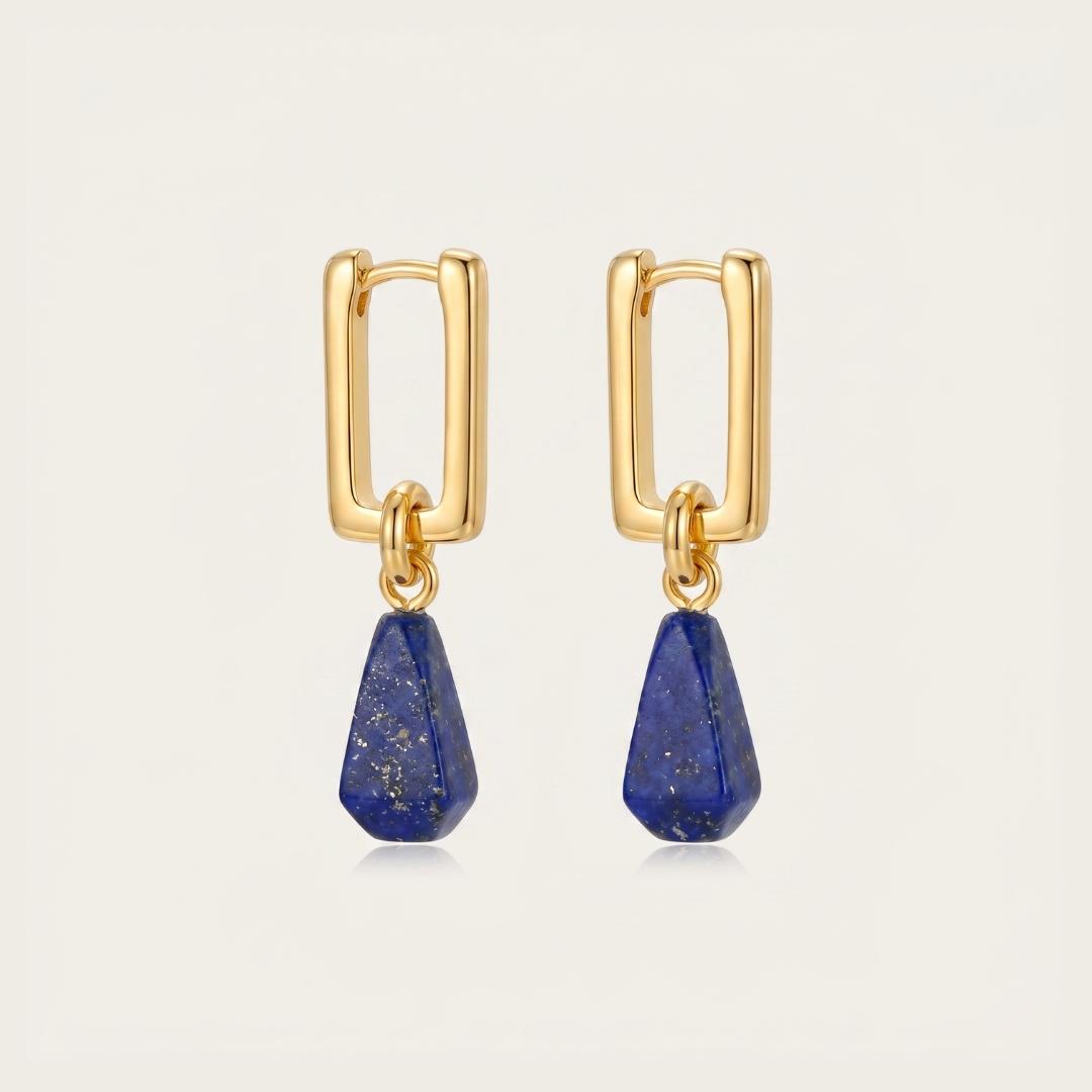 Gold Lapis Drop Earrings