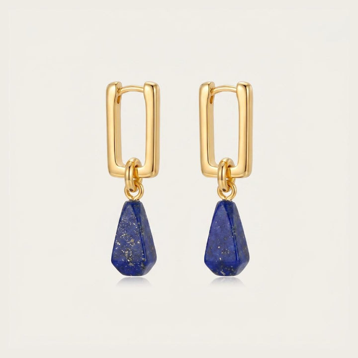 Gold Lapis Drop Earrings