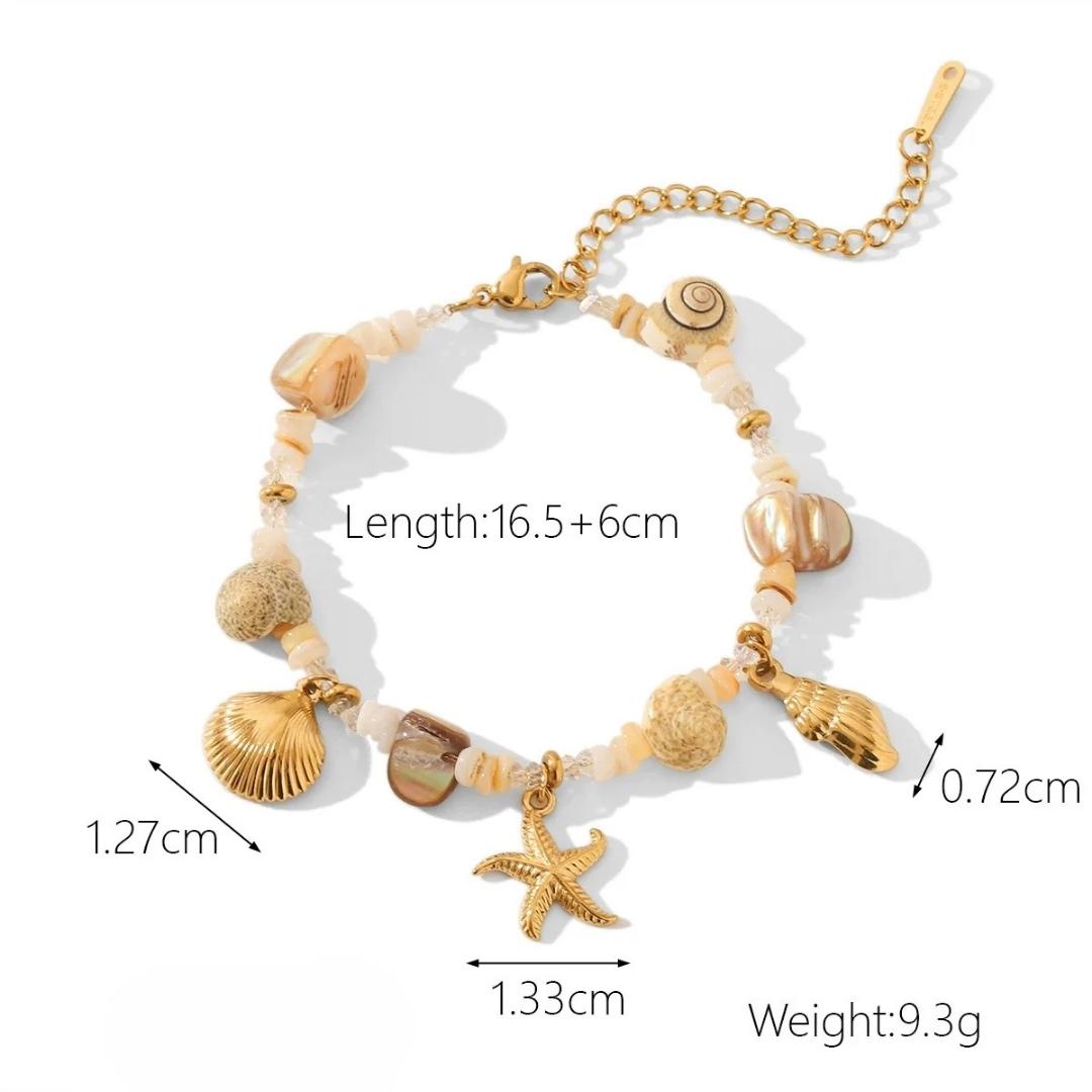 Gold Seashell & Starfish Bracelet