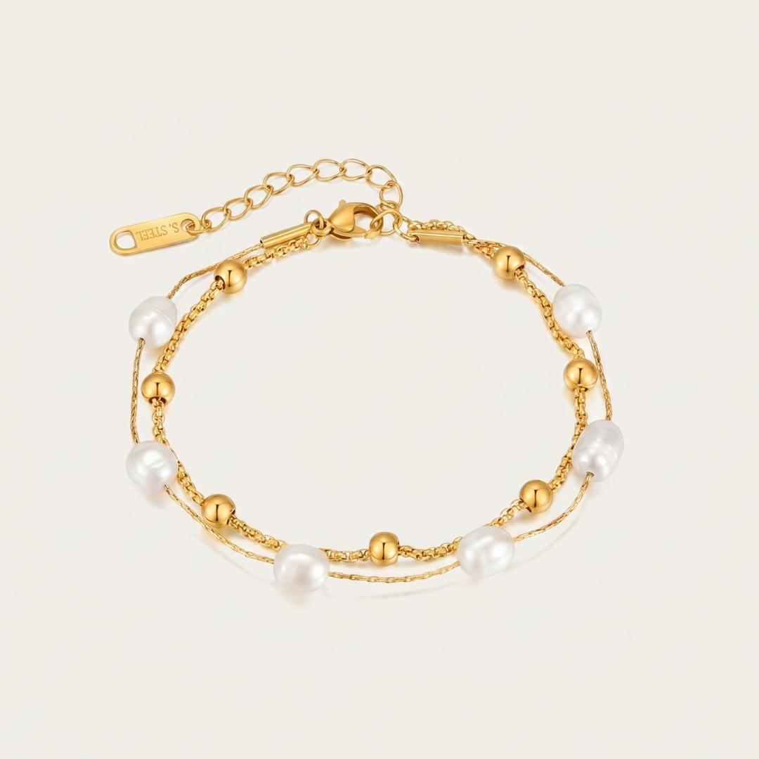Layered Gold Pearl Bracelet