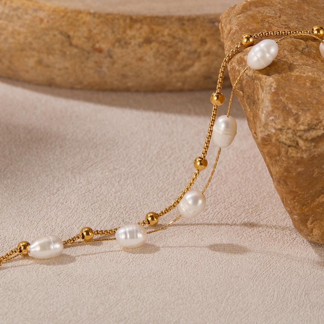 Layered Gold Pearl Bracelet