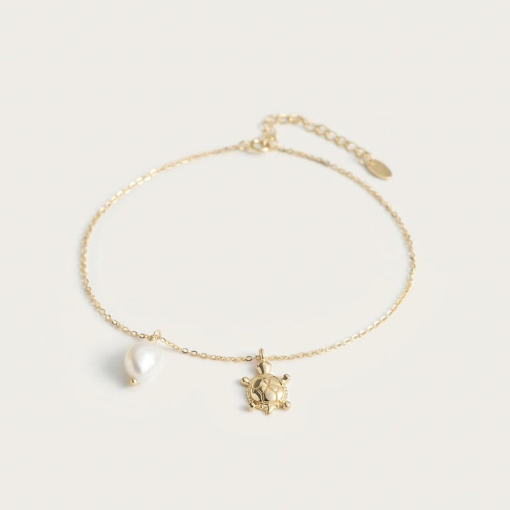 Pearl & Sea Turtle Anklet