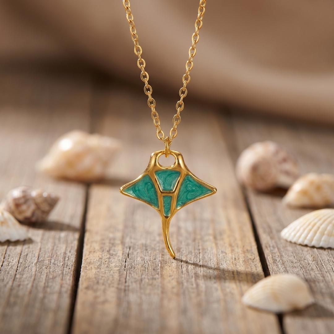 Blue Manta Ray Necklace