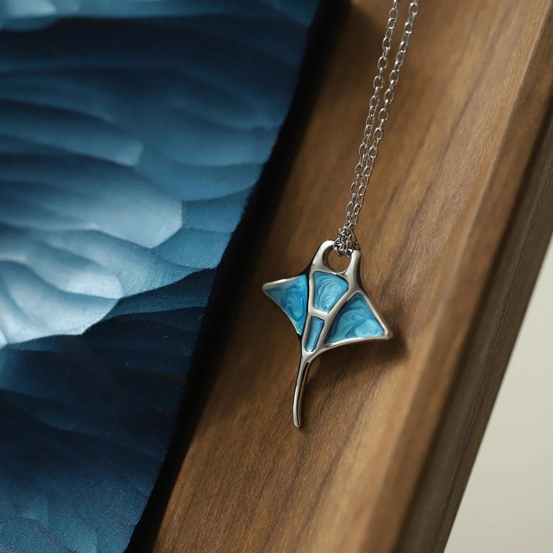 Blue Manta Ray Necklace